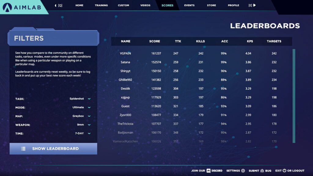 Capture d’écran de Aimlabs