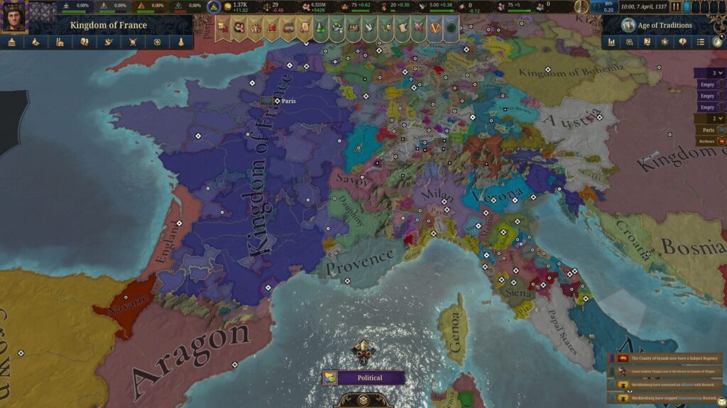 Capture d’écran de Europa Universalis V