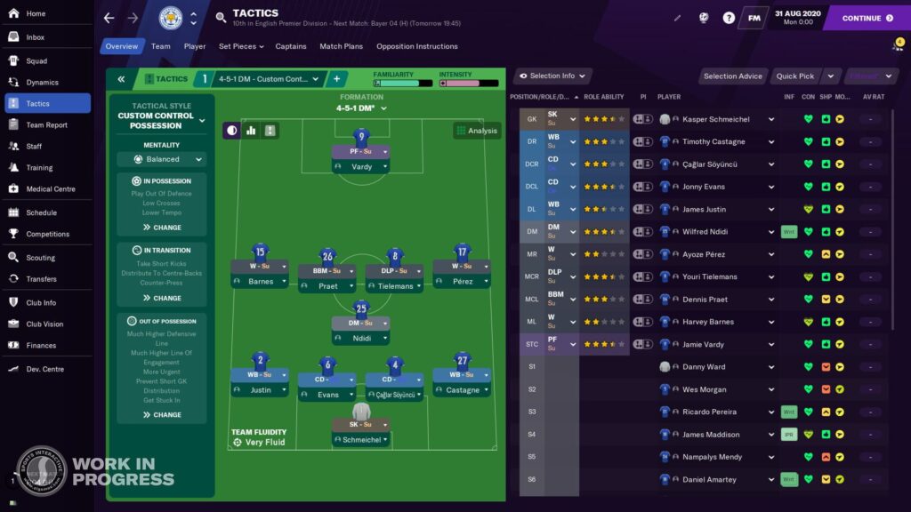Capture d’écran de Football Manager 2021
