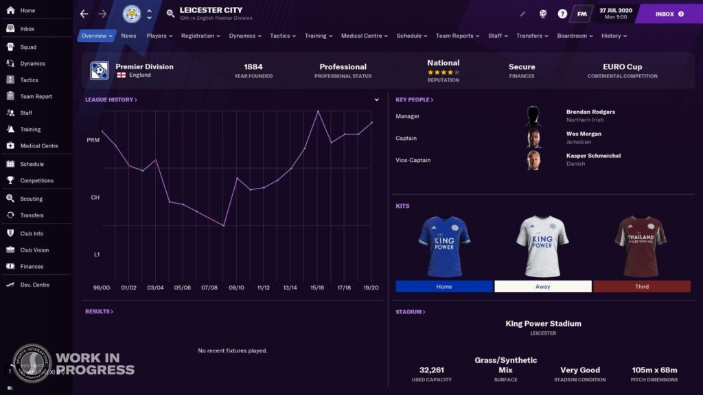 Capture d’écran de Football Manager 2021