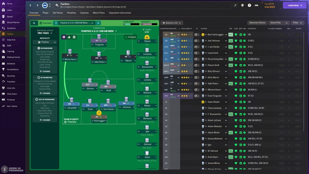 Capture d’écran de Football Manager 2024