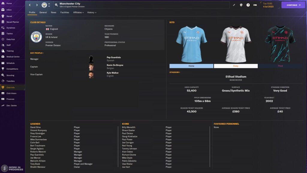 Capture d’écran de Football Manager 2024