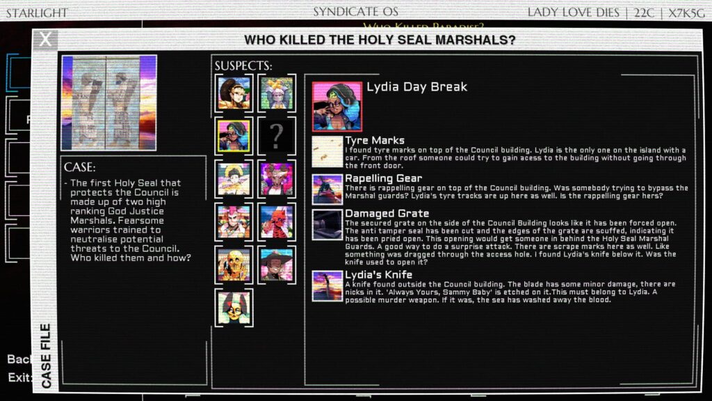 Capture d’écran de Paradise Killer
