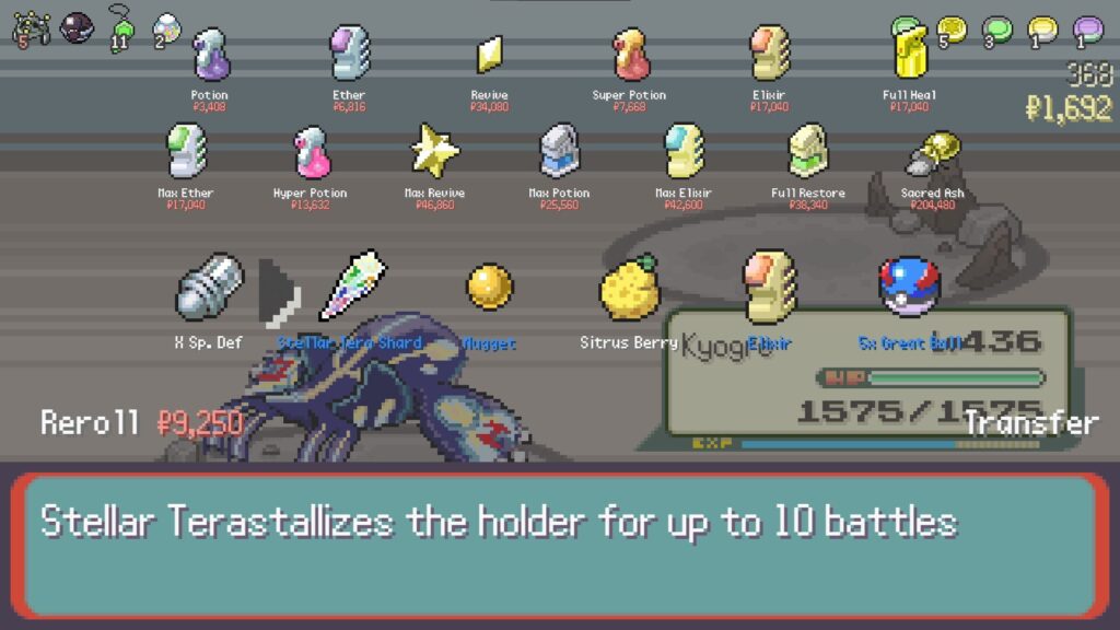 Capture d’écran de PokéRogue